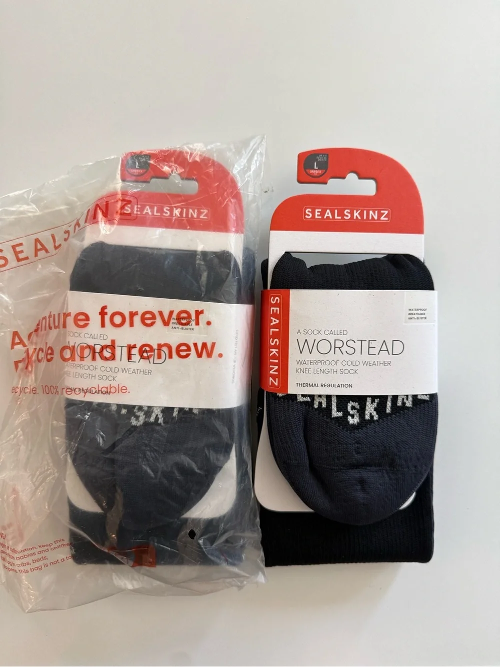 2 pair Sealskinz Worstead Waterproof Cold Weather Knee Length Socks